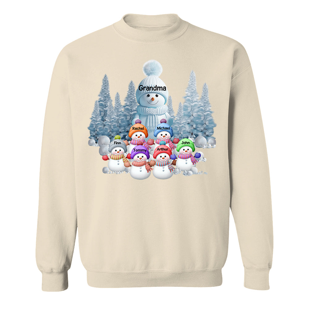 Personalized Blue Vibe Snowman Grandma Colorful Kids Sweatshirt Christmas Gift Tu20
