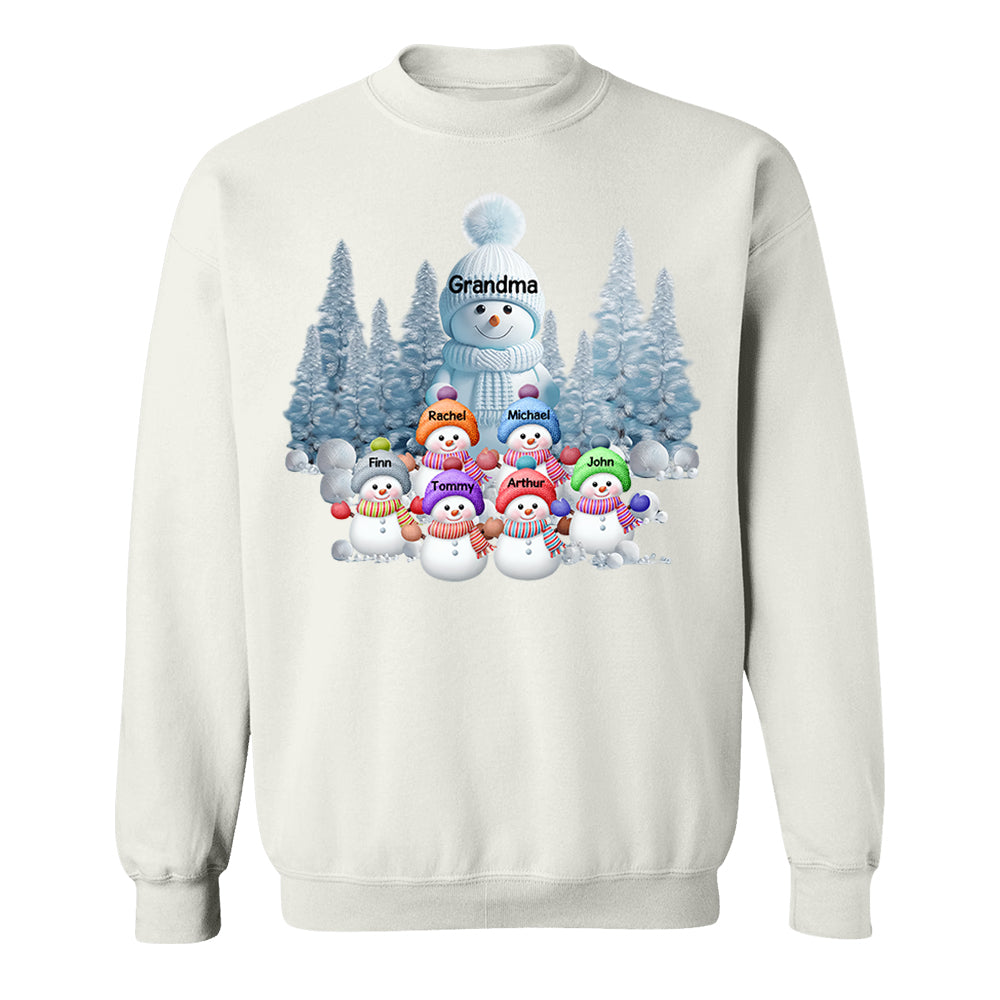 Personalized Blue Vibe Snowman Grandma Colorful Kids Sweatshirt Christmas Gift Tu20
