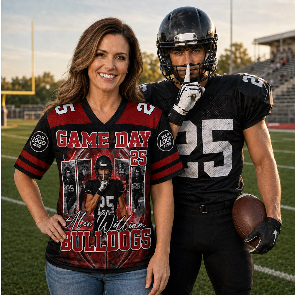 Custom Team Football Shirt With Kids Name & Jersey Number L0411 Nh00