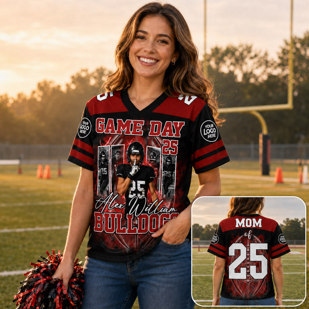 Custom Team Football Shirt With Kids Name & Jersey Number L0411 Nh00
