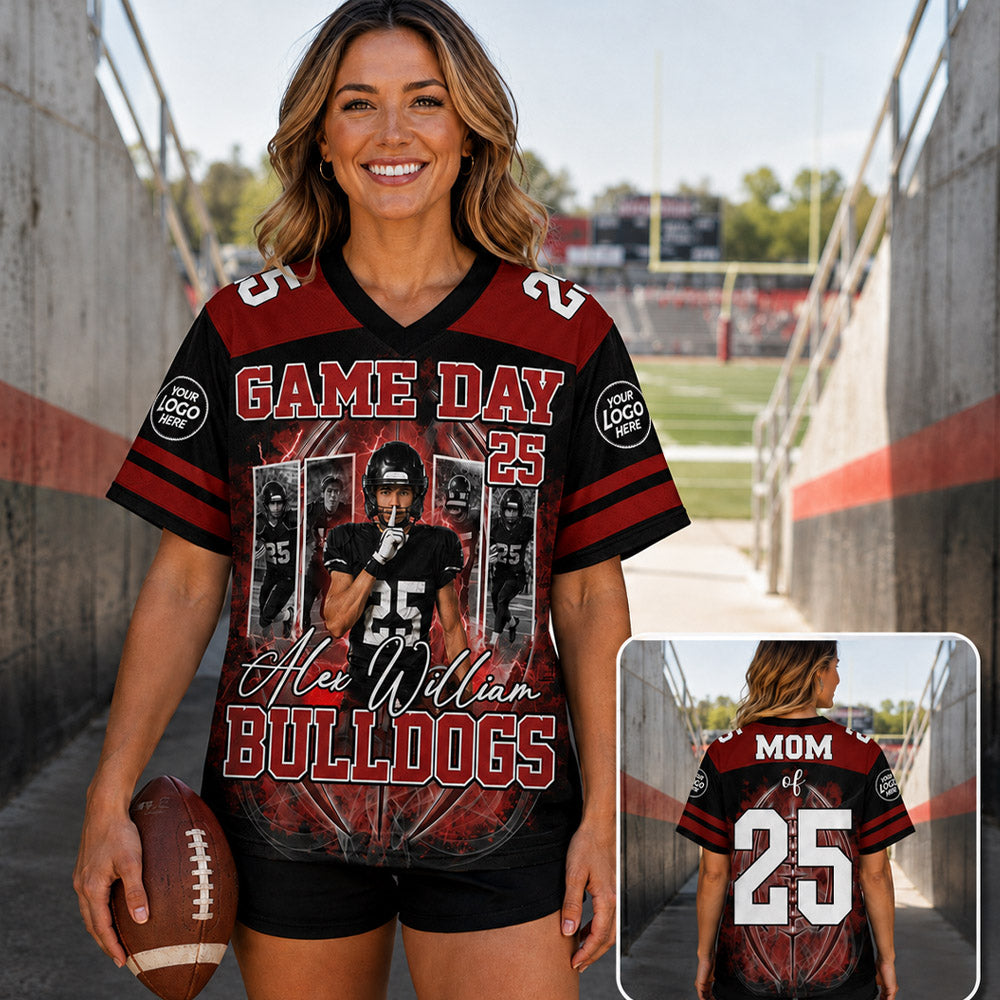 Custom Team Football Shirt With Kids Name & Jersey Number L0411 Nh00
