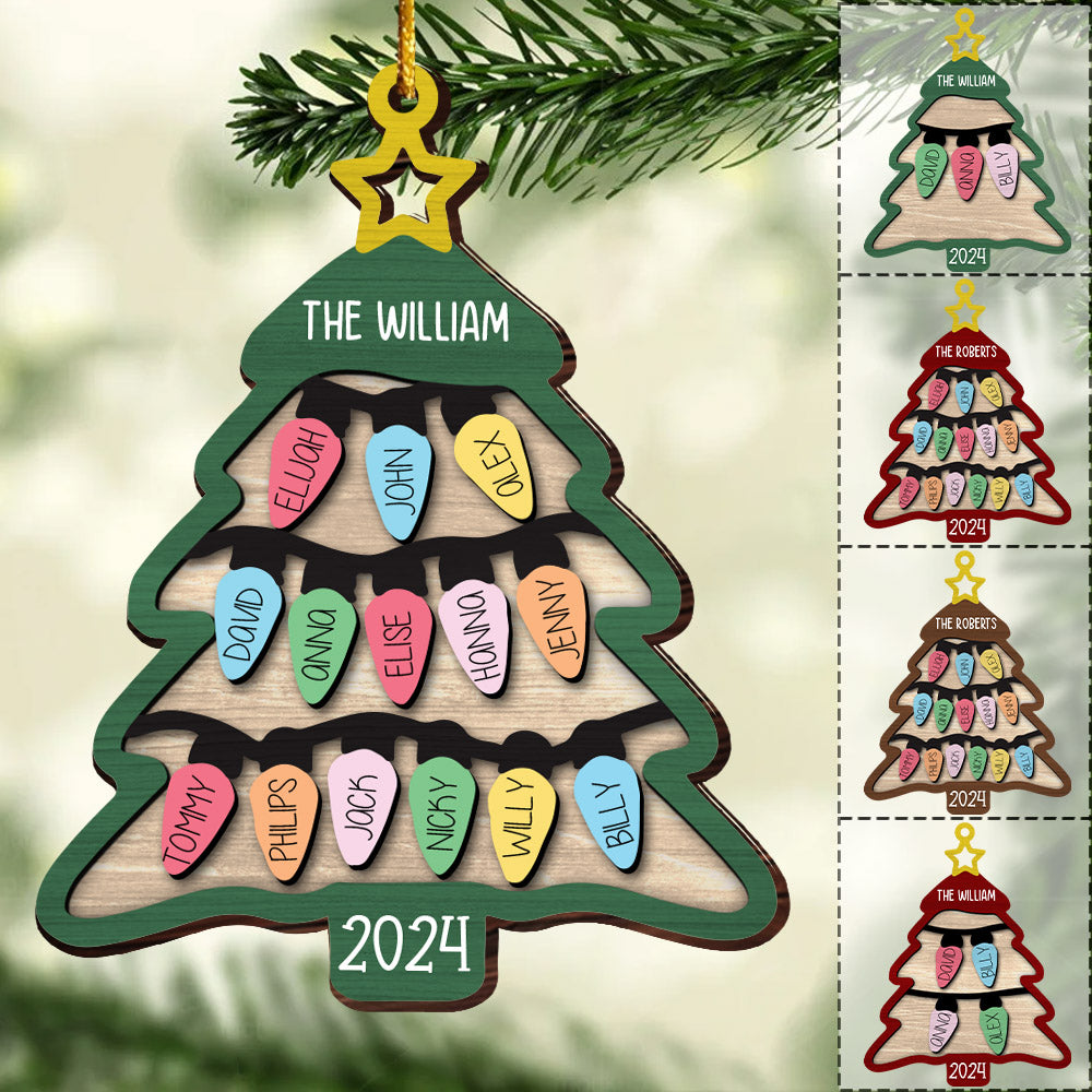 2024 Family Christmas Tree Ornament, Personalized Family Names Wooden Ornament, Family Christmas Gifts