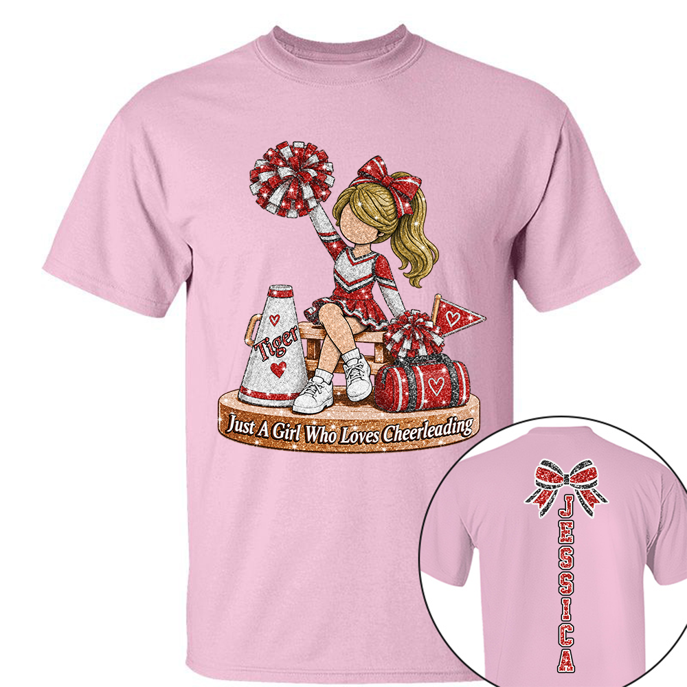 Custom Just A Girl Who Loves Cheerleading Shirt, Cheer Team Senior Night Gift L0411 Hv01