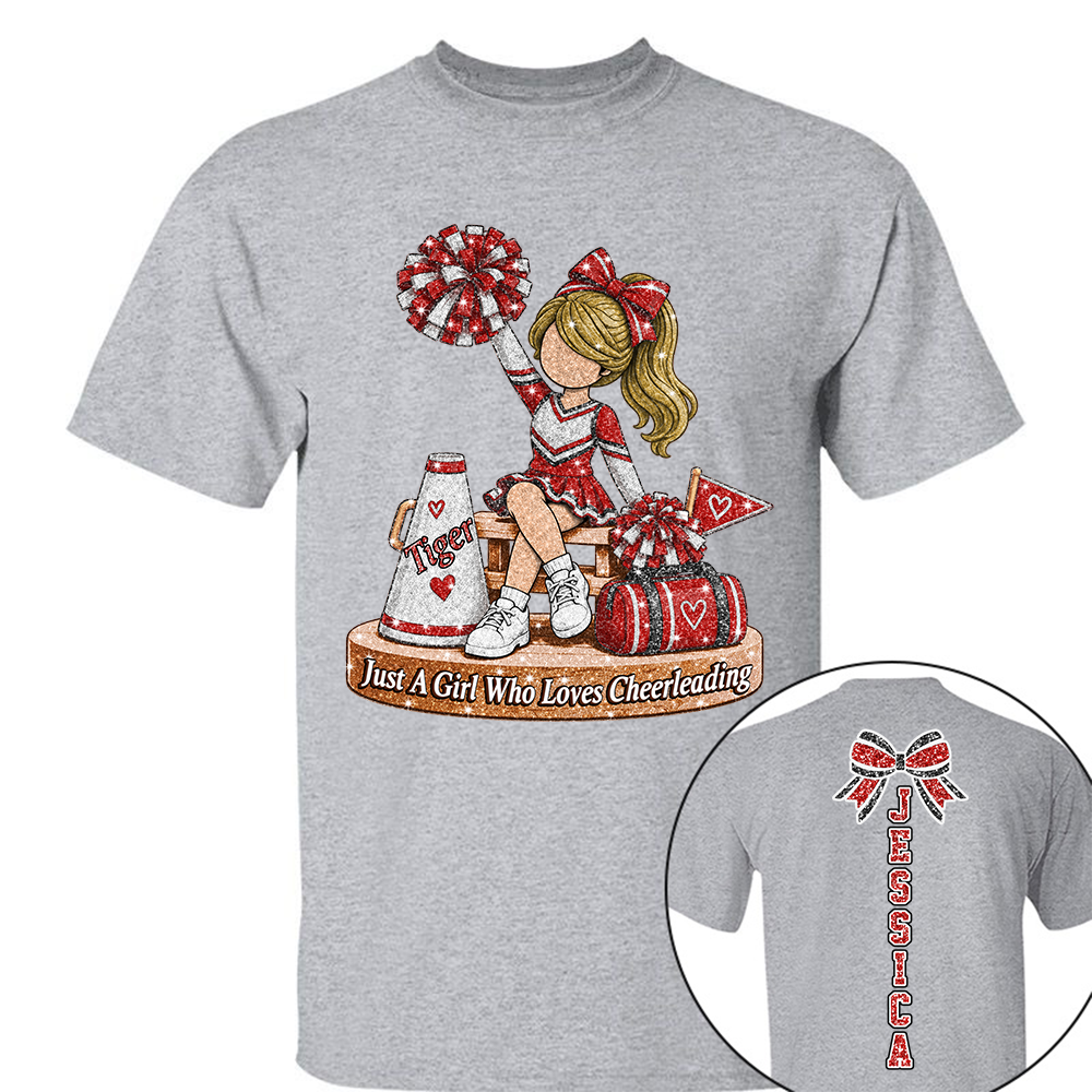 Custom Just A Girl Who Loves Cheerleading Shirt, Cheer Team Senior Night Gift L0411 Hv01
