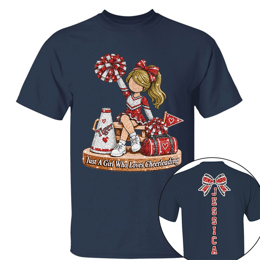 Custom Just A Girl Who Loves Cheerleading Shirt, Cheer Team Senior Night Gift L0411 Hv01