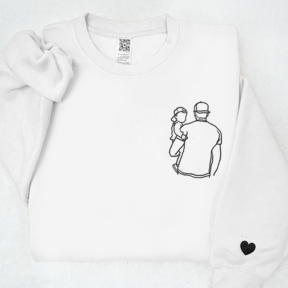 Portrait Photo Unique Gift for Dad Embroidered Hoodie, Personalized Father and Son Hoodie, Funny Dad Hoodies, Father's Day Gift Idea