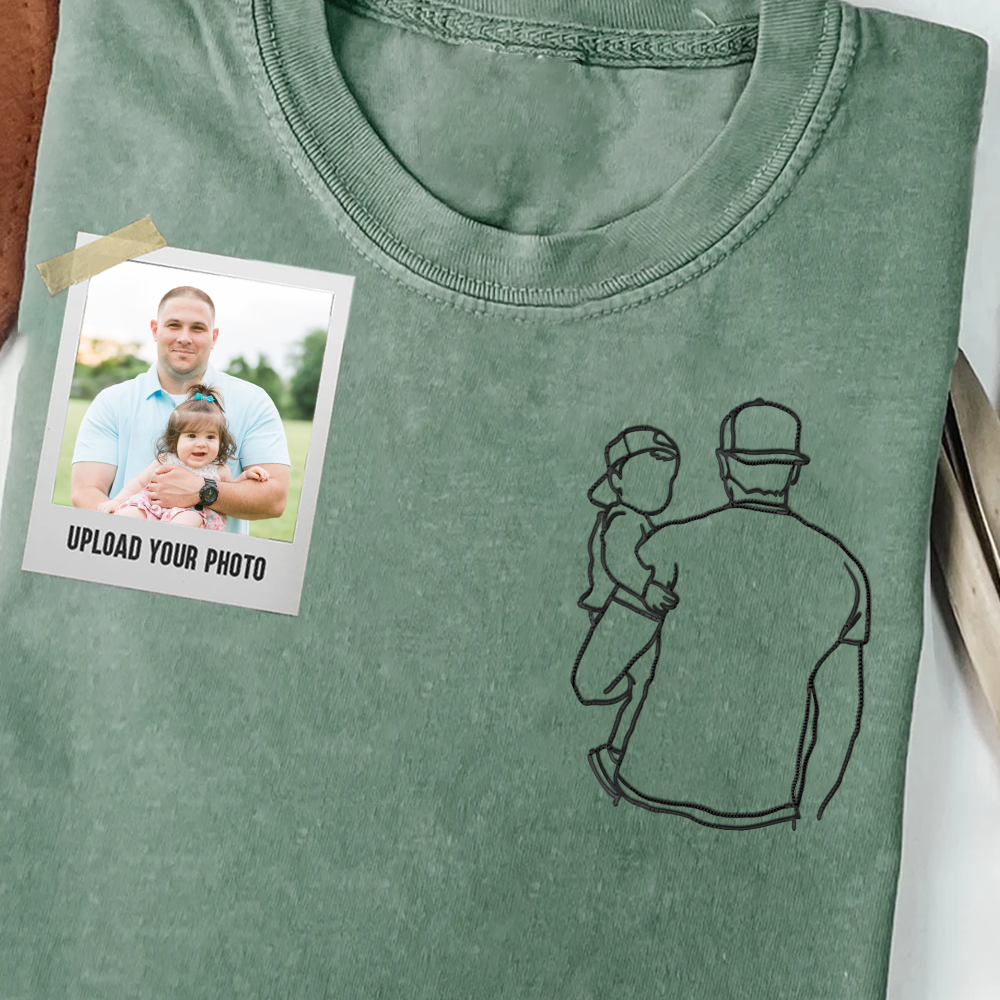Portrait Photo Unique Gift for Dad Embroidered Hoodie, Personalized Father and Son Hoodie, Funny Dad Hoodies, Father's Day Gift Idea