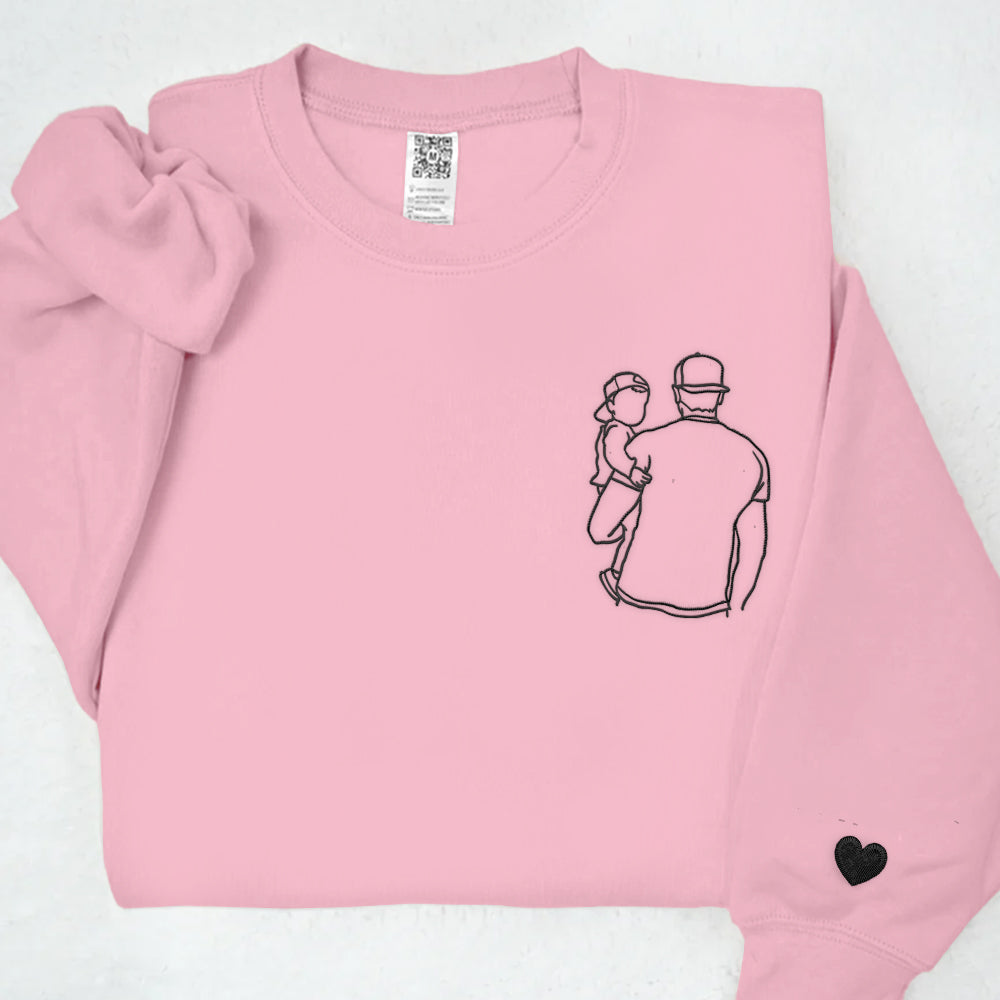 Portrait Photo Unique Gift for Dad Embroidered Hoodie, Personalized Father and Son Hoodie, Funny Dad Hoodies, Father's Day Gift Idea