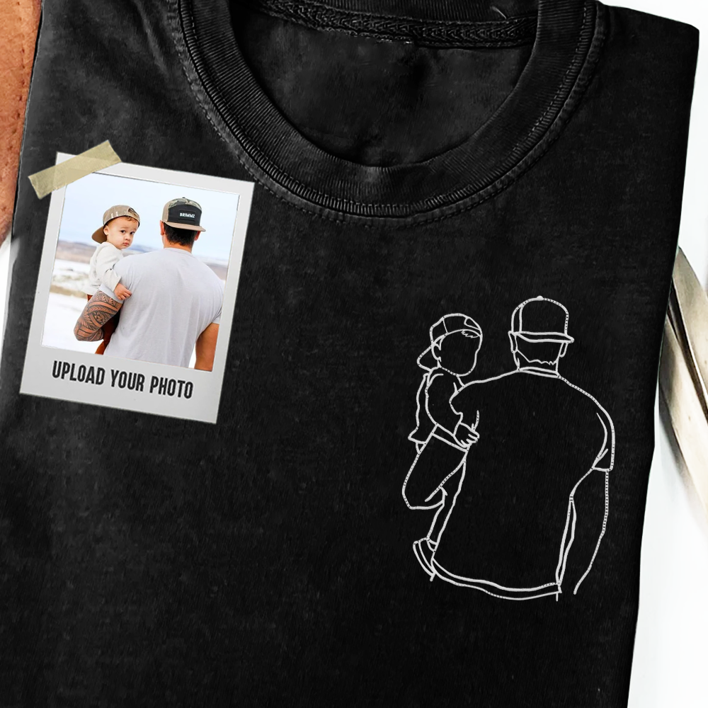 Portrait Photo Unique Gift for Dad Embroidered Hoodie, Personalized Father and Son Hoodie, Funny Dad Hoodies, Father's Day Gift Idea