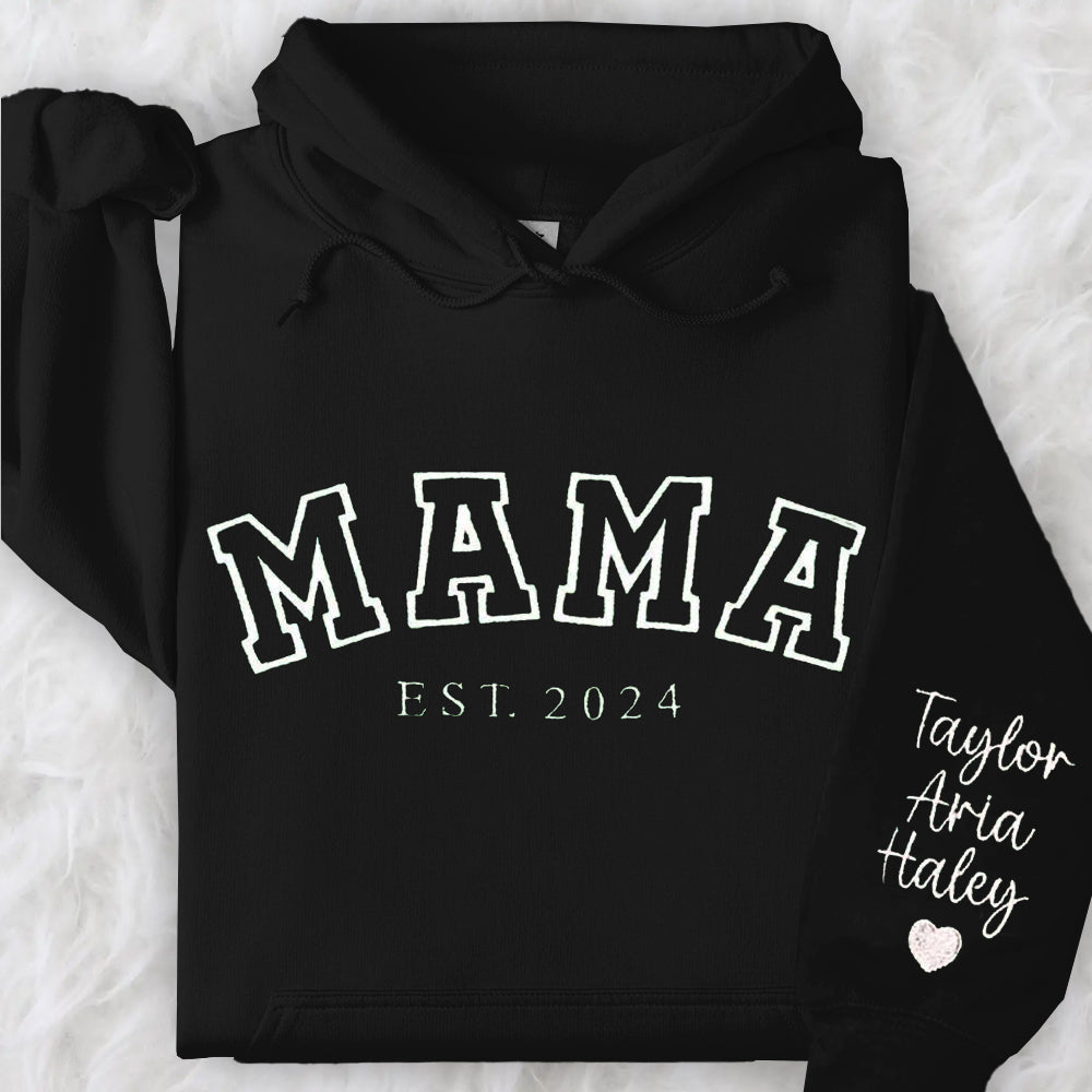 Personalized Mama Embroidered Sweatshirt Hoodie With Date Mother's Day Gift Ideas