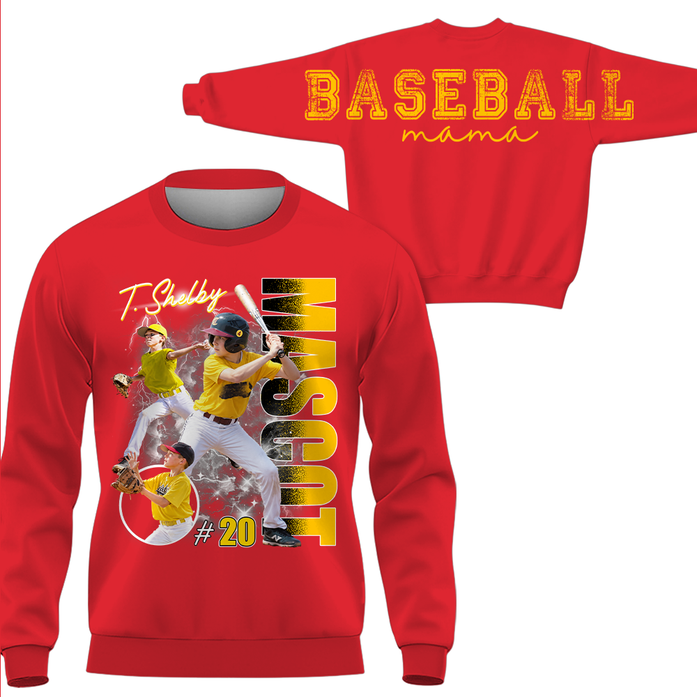 Personalized Baseball Mom Sweatshirt, Custom Large Back Graphic Cheer, Gift For Baseball Mom Family Baseball Lovers MI209 Hv01