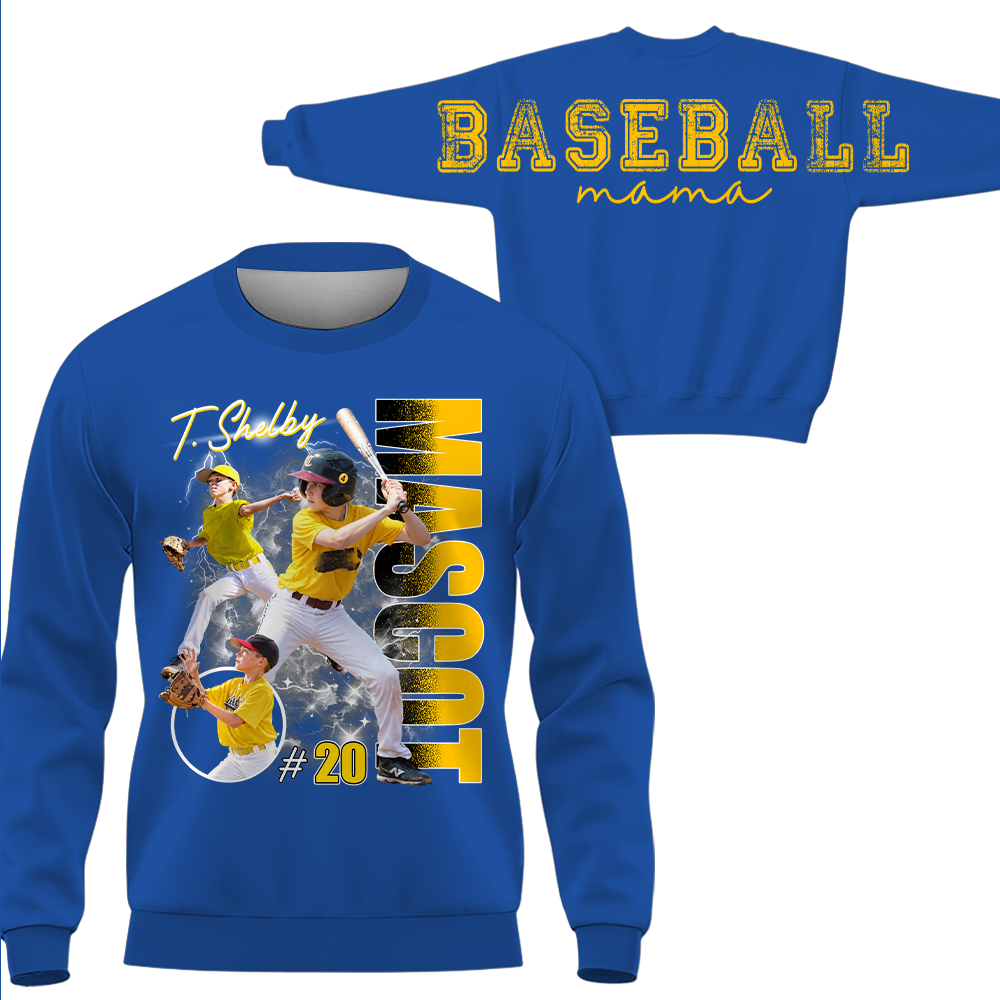 Personalized Baseball Mom Sweatshirt, Custom Large Back Graphic Cheer, Gift For Baseball Mom Family Baseball Lovers MI209 Hv01