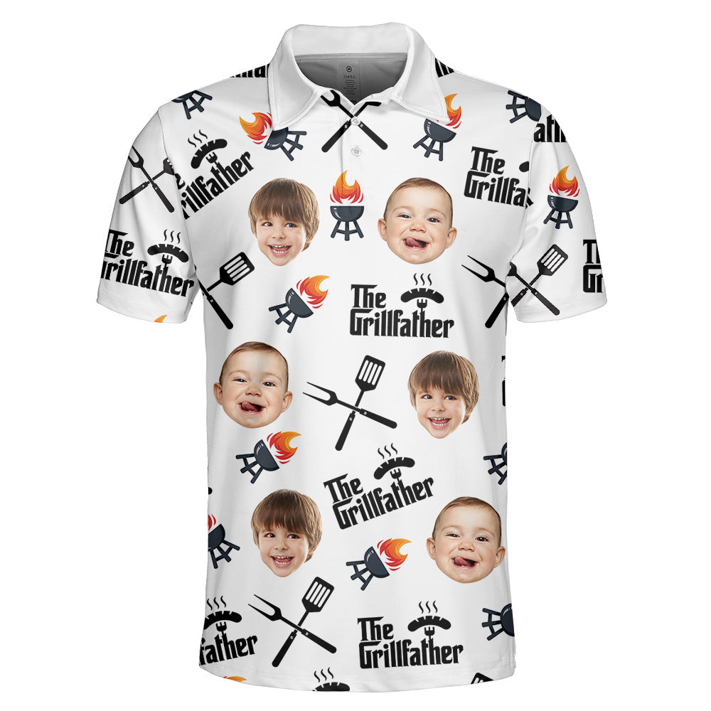 Personalized The Grill Father Polo Shirt with Face, Father's Day Gift
