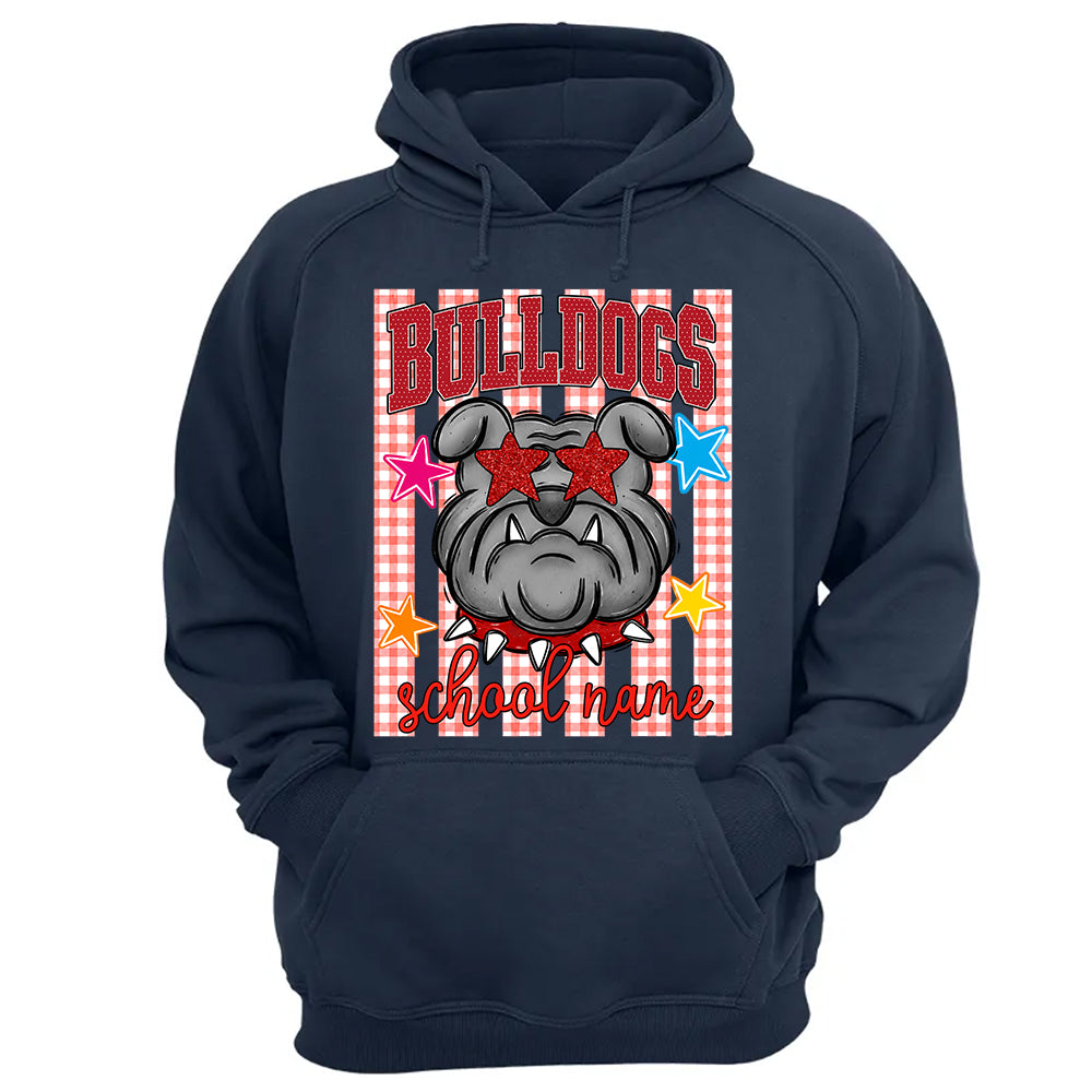 Personalized School School Spirit Mascot Striped Pattern T-Shirt For Teacher, Preppy Back To School, Gifts For Teacher Student MI209 TH23