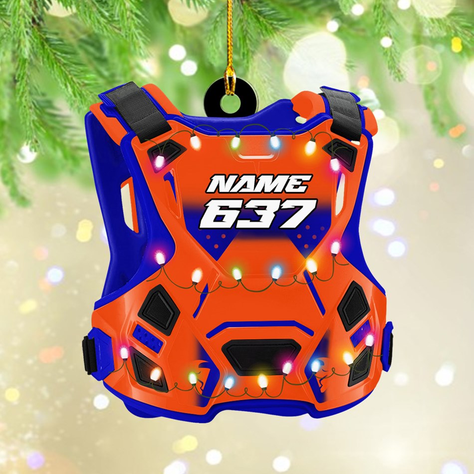 Guardian Vest Chest Protector Motocross Rider Ornament Custom Name Number Christmas Ornament H2511 Trna