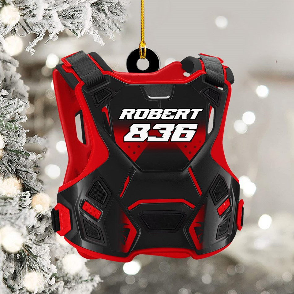 Guardian Vest Chest Protector Motocross Rider Ornament Custom Name Number Christmas Ornament H2511 Trna