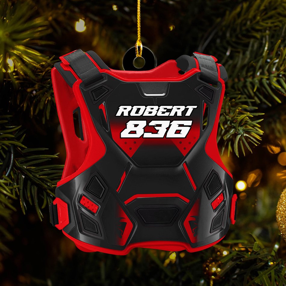 Guardian Vest Chest Protector Motocross Rider Ornament Custom Name Number Christmas Ornament H2511 Trna