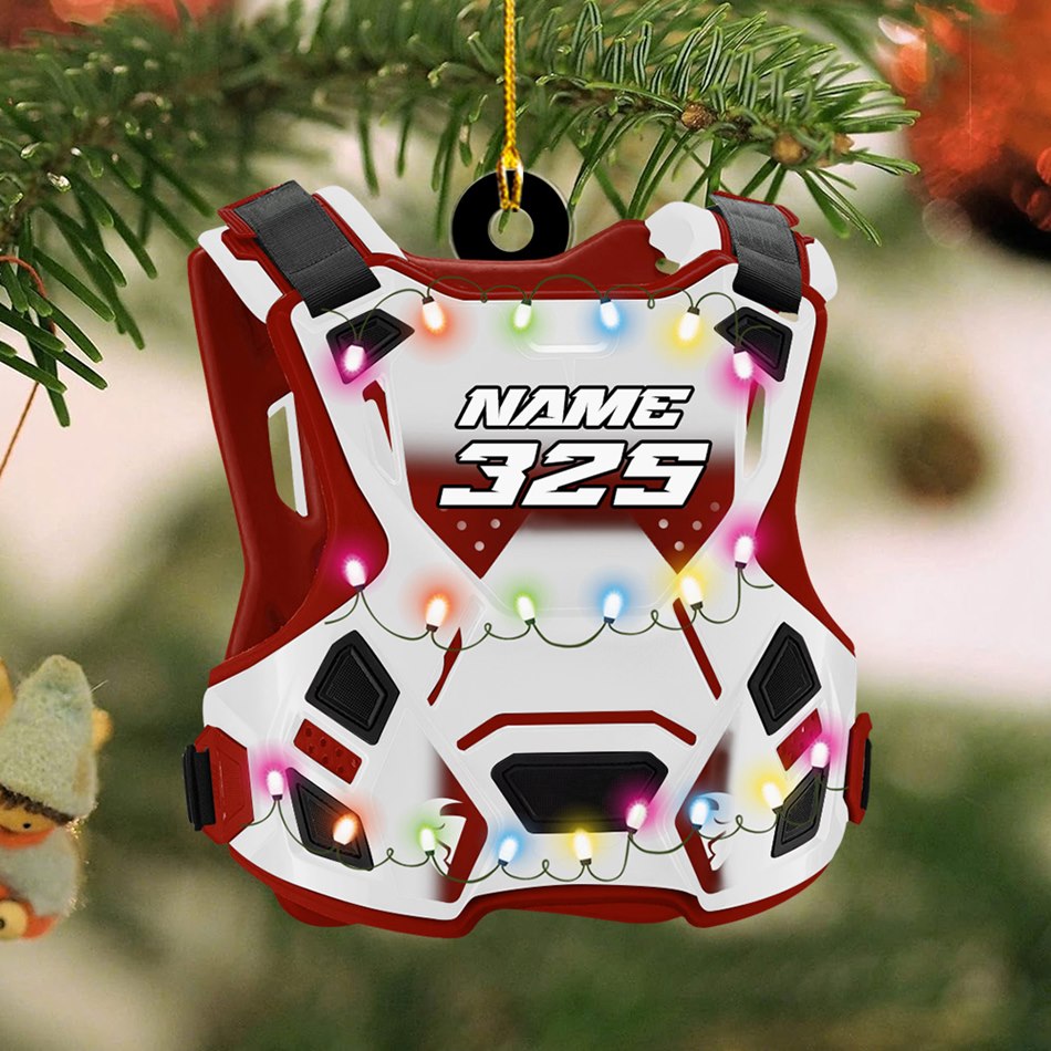 Guardian Vest Chest Protector Motocross Rider Ornament Custom Name Number Christmas Ornament H2511 Trna