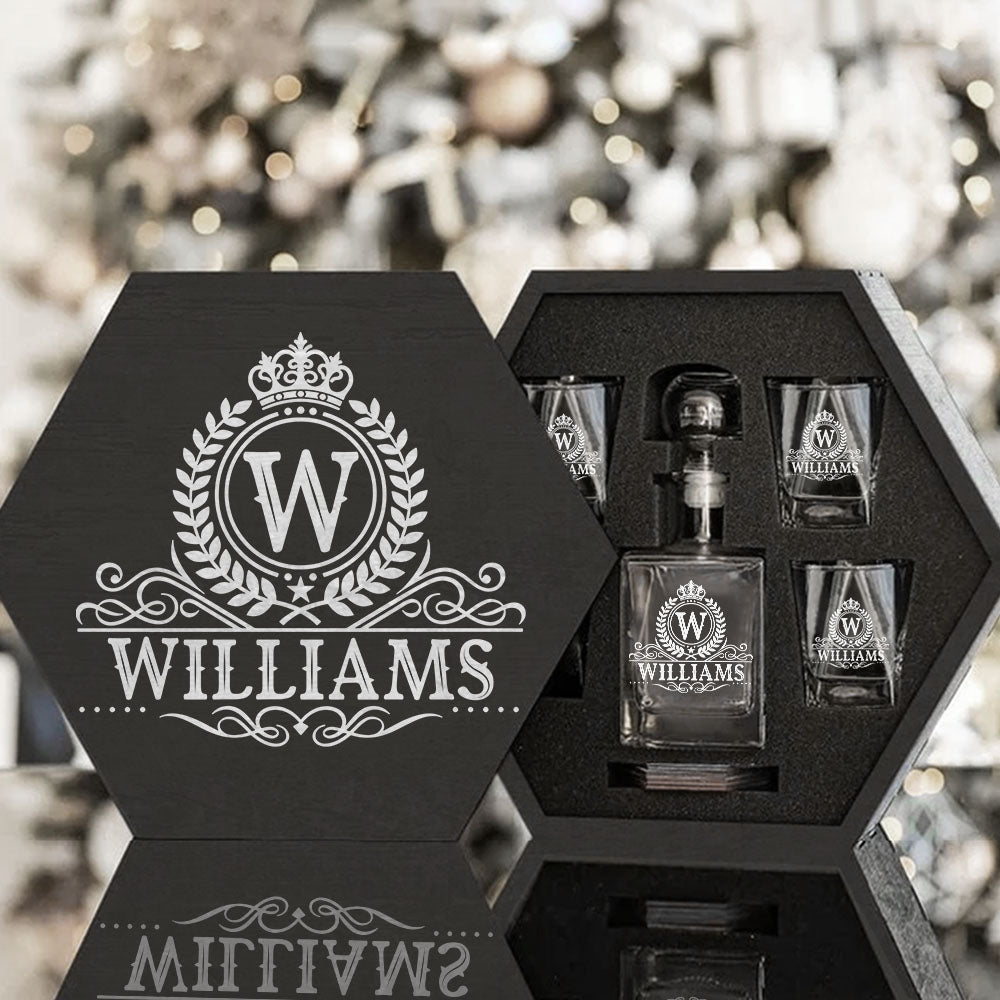 Royal Vintage Luxury Decanter Set Custom Name Whiskey Decanter Gift For Dad Father H2511