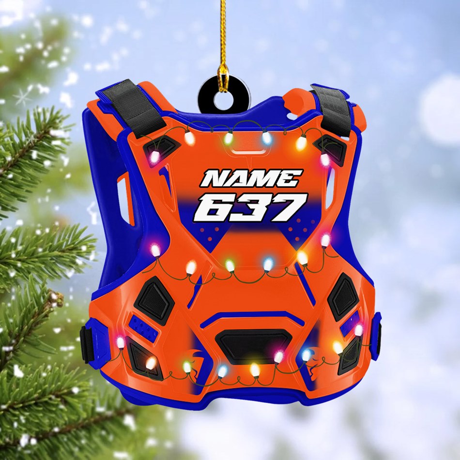 Guardian Vest Chest Protector Motocross Rider Ornament Custom Name Number Christmas Ornament H2511 Trna