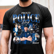 Proud Police Dad Custom Photo Bootleg Shirt Gift For Dad T1807 Do99