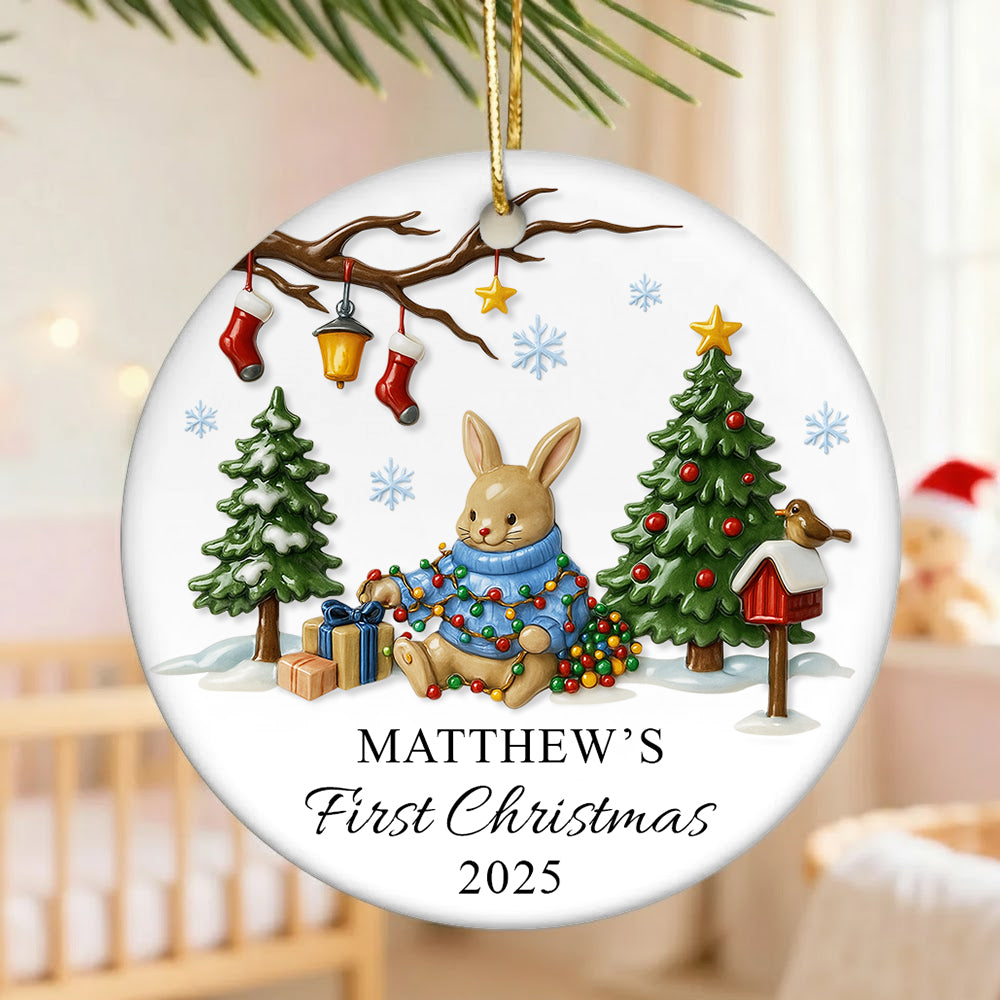 Babys First Christmas Ornament, Personalized Baby's First Christmas Ornament Girl, Ceramic Christmas Ornament For Baby Girl, New Baby Gift