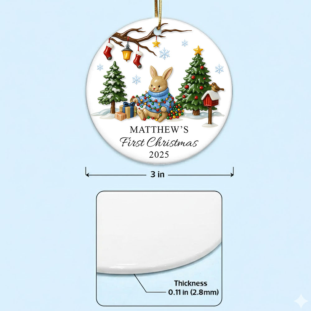 Babys First Christmas Ornament, Personalized Baby's First Christmas Ornament Girl, Ceramic Christmas Ornament For Baby Girl, New Baby Gift