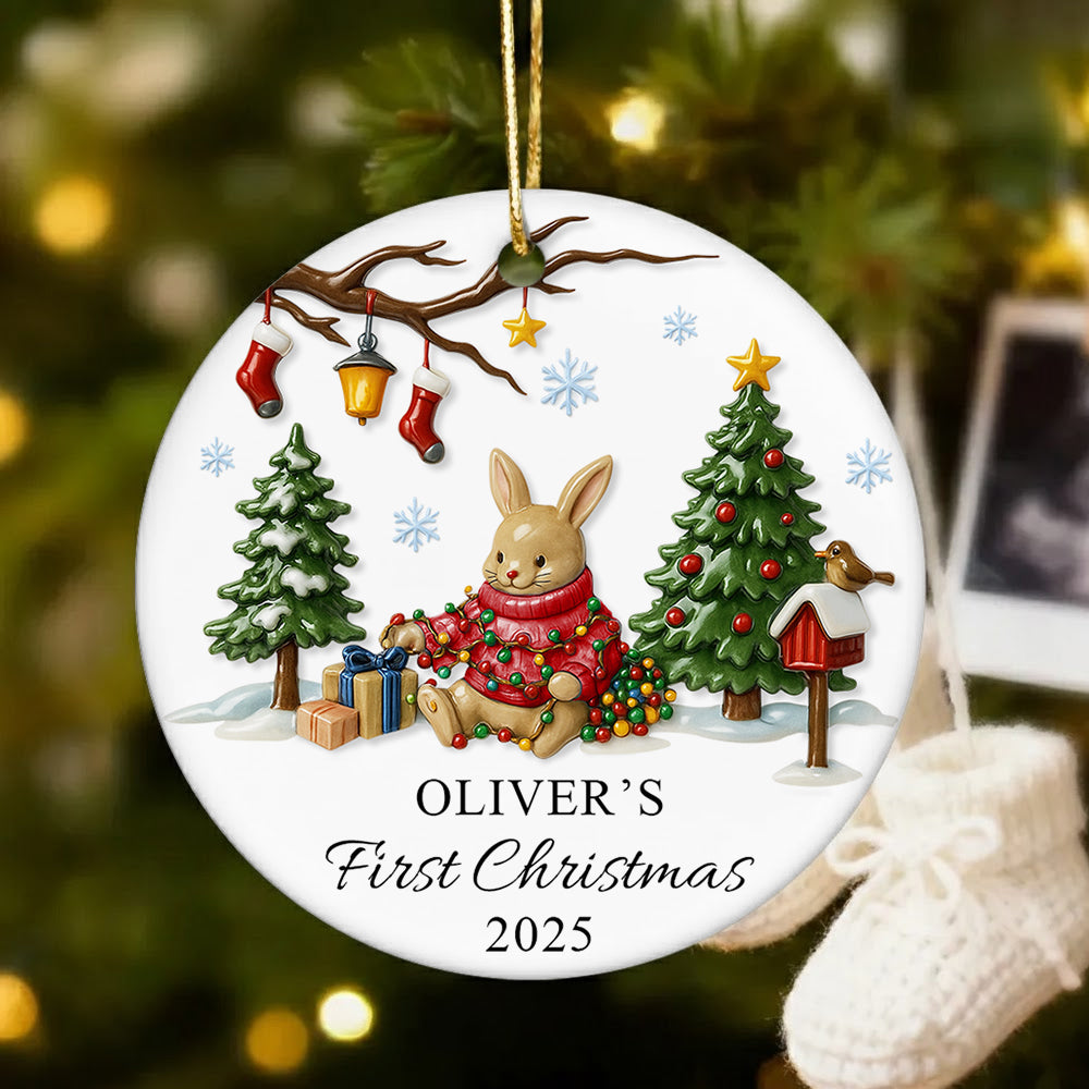 Babys First Christmas Ornament, Personalized Baby's First Christmas Ornament Girl, Ceramic Christmas Ornament For Baby Girl, New Baby Gift