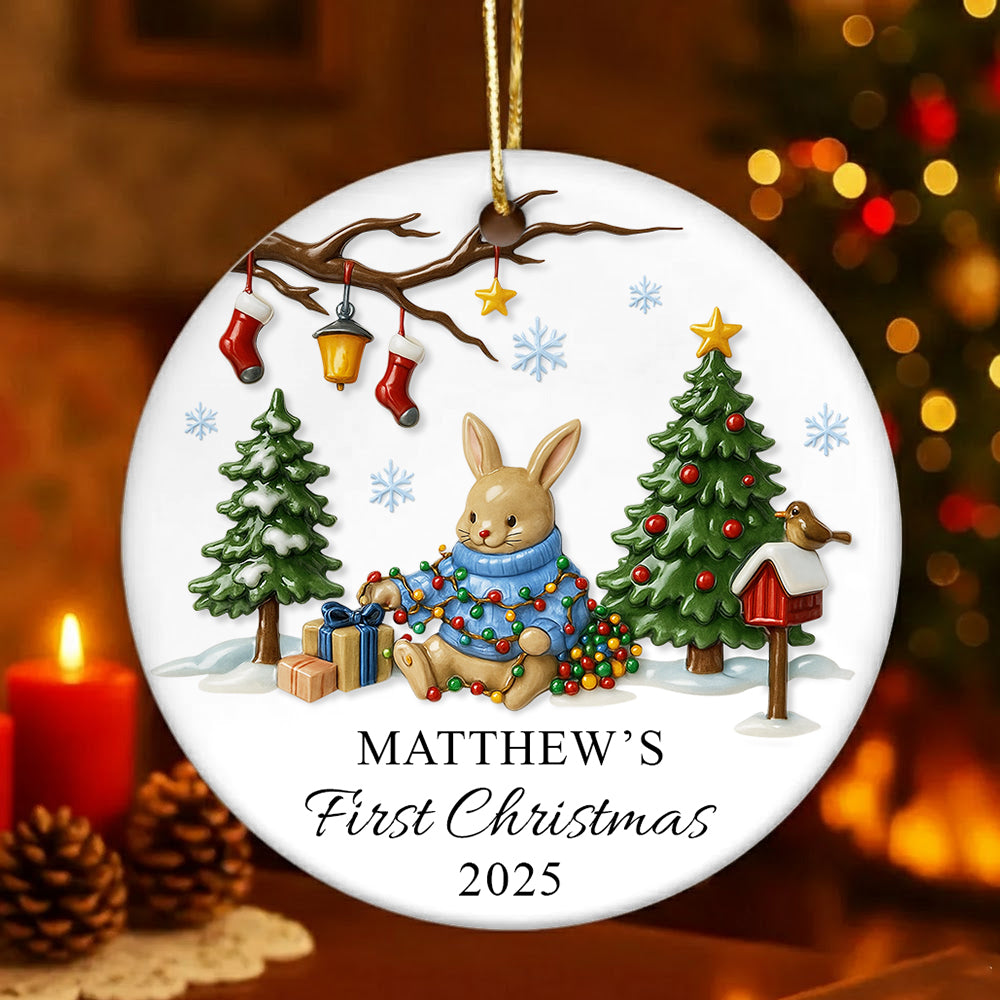 Babys First Christmas Ornament, Personalized Baby's First Christmas Ornament Girl, Ceramic Christmas Ornament For Baby Girl, New Baby Gift