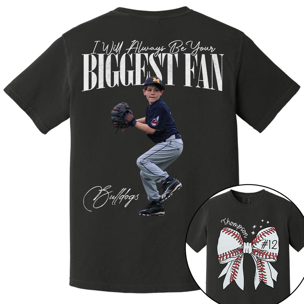 Custom Photo Baseball Shirt, Personalized Baseball Bow with Name and Jersey Number, Gift For Baseball Family, Basball Lovers A2110 Hv01