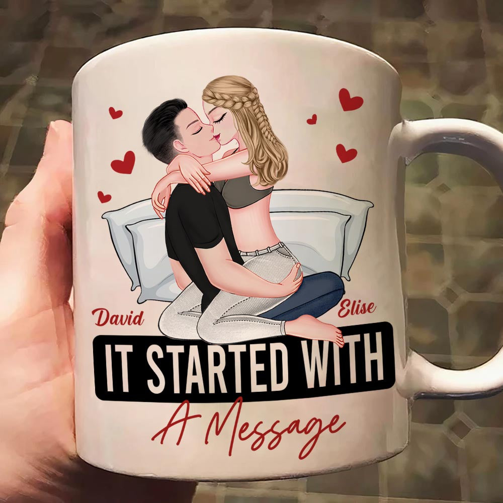 It Started With A Message Romantic Couples - Personalized Mug - Anniversary Gifts For Her, Him Nh00