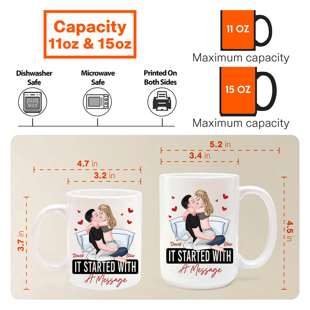 It Started With A Message Romantic Couples - Personalized Mug - Anniversary Gifts For Her, Him Nh00