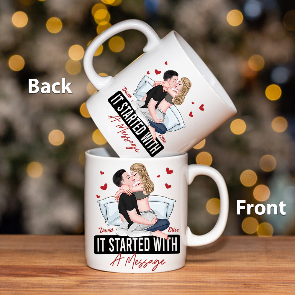 It Started With A Message Romantic Couples - Personalized Mug - Anniversary Gifts For Her, Him Nh00