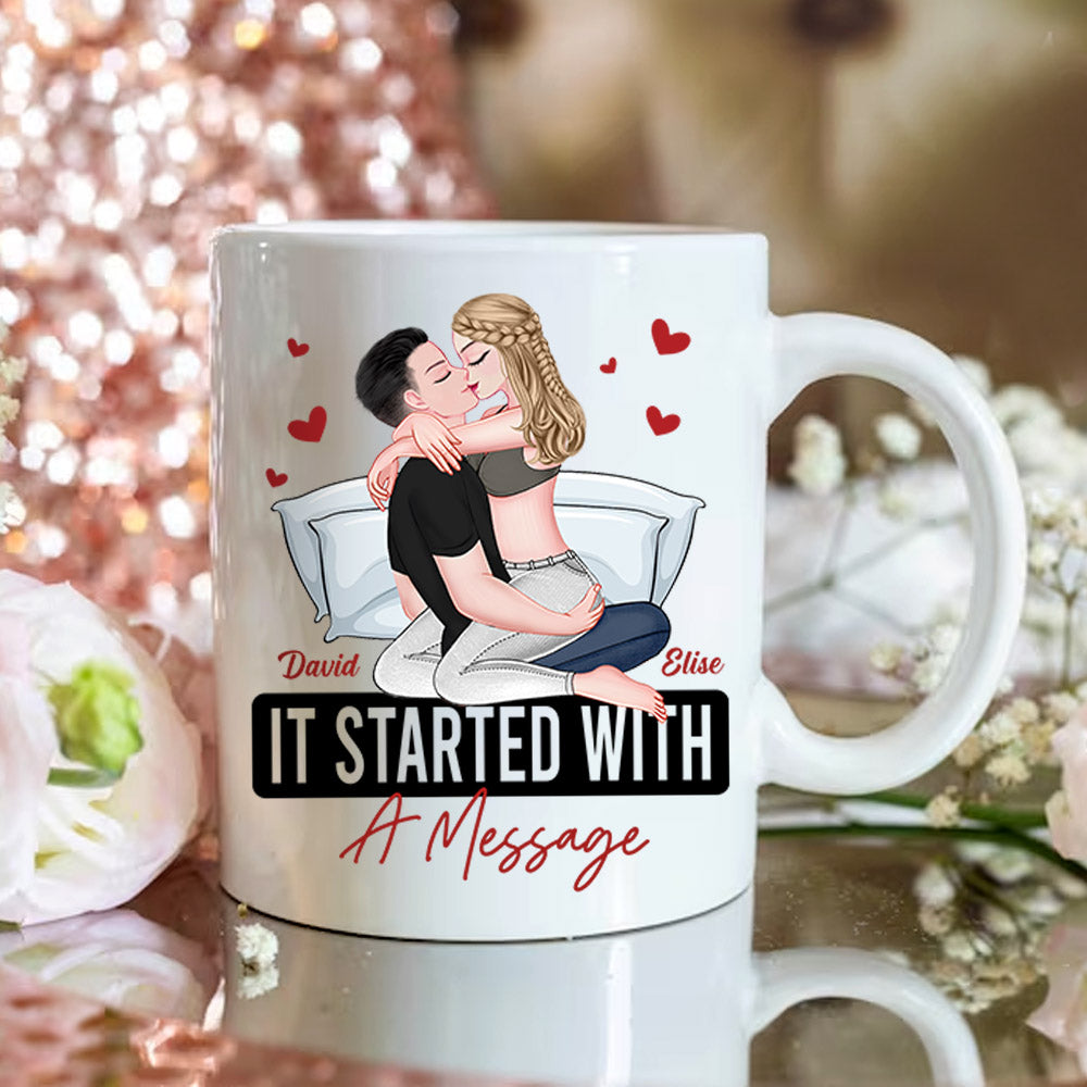 It Started With A Message Romantic Couples - Personalized Mug - Anniversary Gifts For Her, Him Nh00