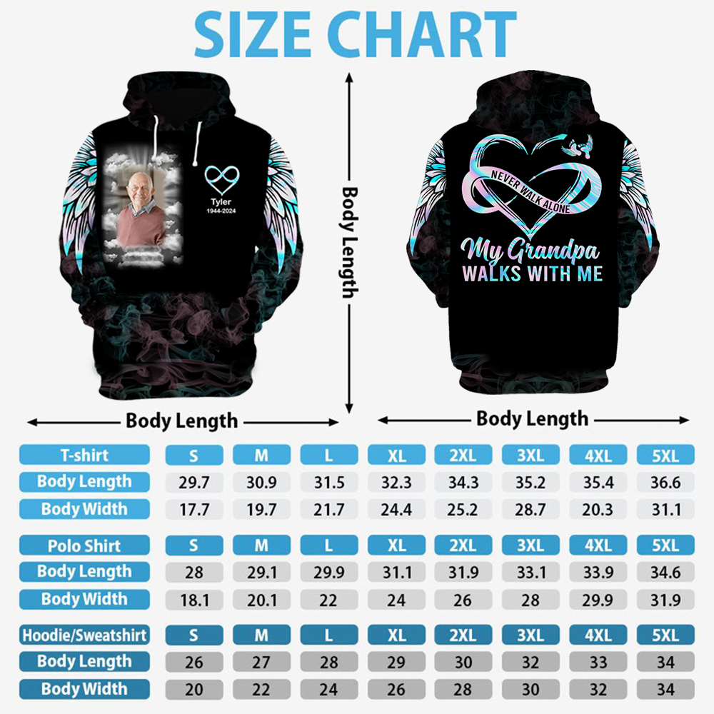 Never Walk Alone My Love Walks With Me - Personalized Photo All Over Print Memorial Shirt Pa00