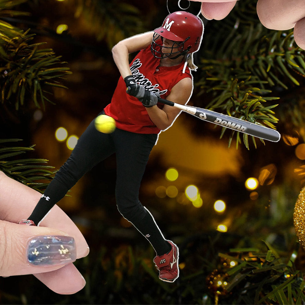 Custom Photo Softball Christmas Ornament - Personalized Gift for Sports Fans, Coaches, and Players