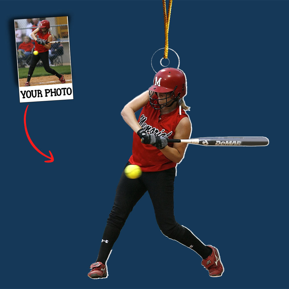 Custom Photo Softball Christmas Ornament - Personalized Gift for Sports Fans, Coaches, and Players