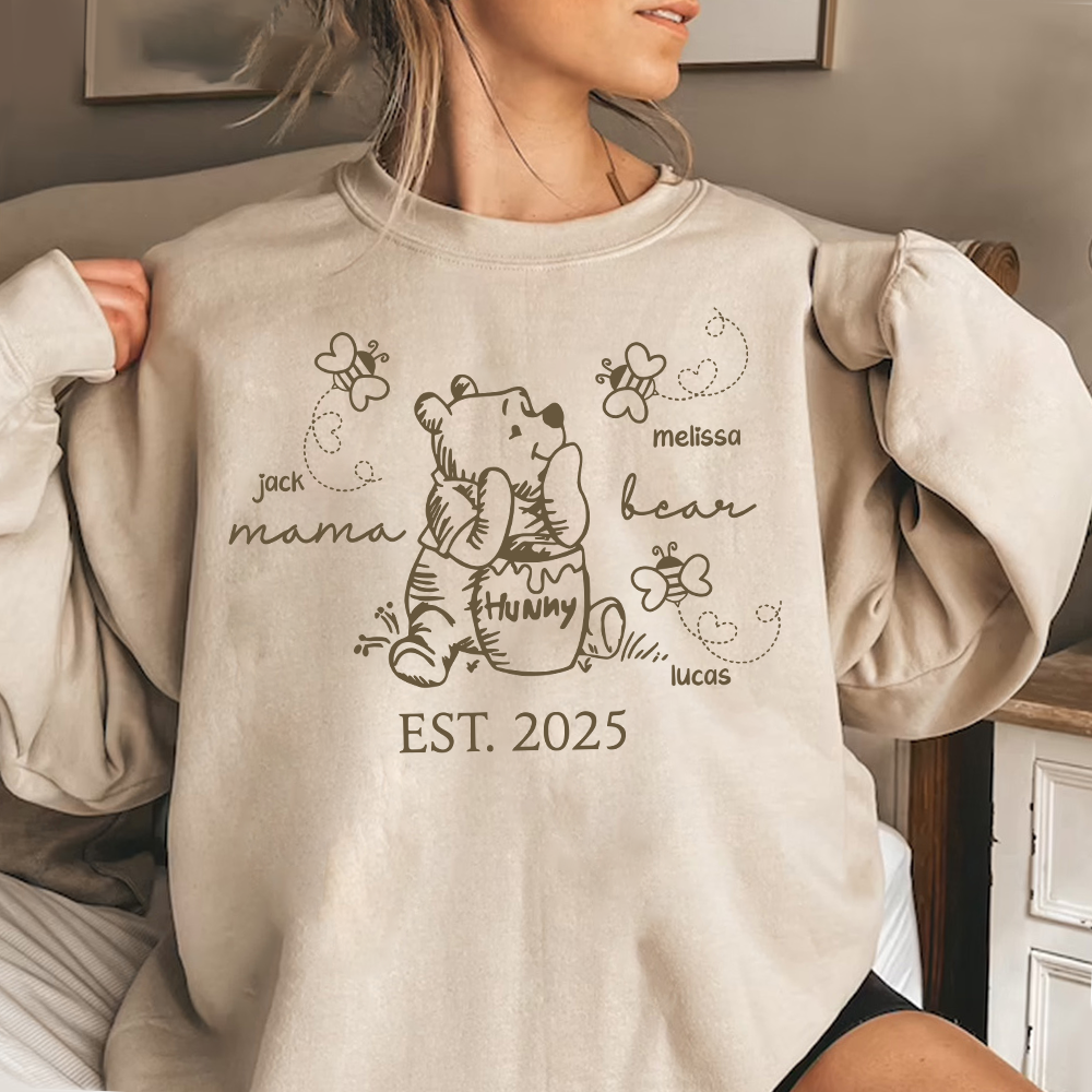 Custom Mama Bear Est 2025 And Grandkids Shirts For Grandma Pa00
