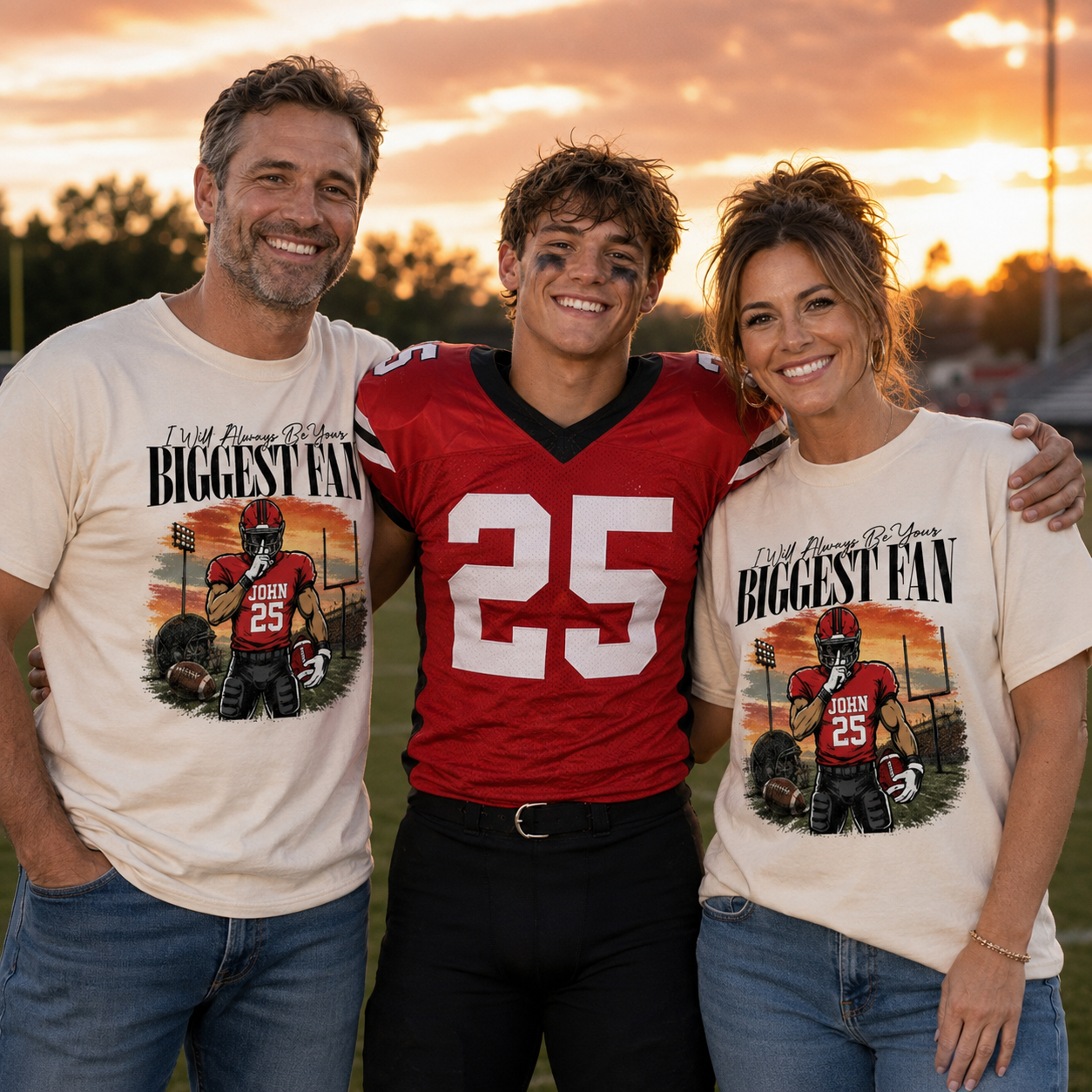 I'll Always Be Your Biggest Fan - Personalized Football Mom Sunset Shirt, Game Day School Shirt - Gift For Football Lovers T1807 T24