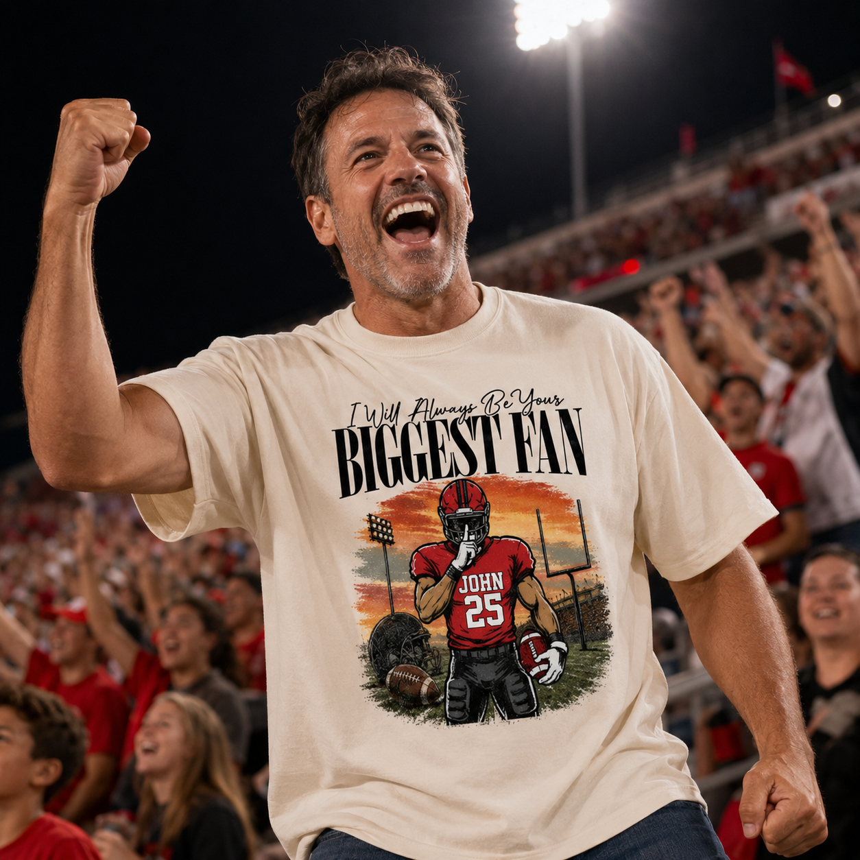 I'll Always Be Your Biggest Fan - Personalized Football Mom Sunset Shirt, Game Day School Shirt - Gift For Football Lovers T1807 T24
