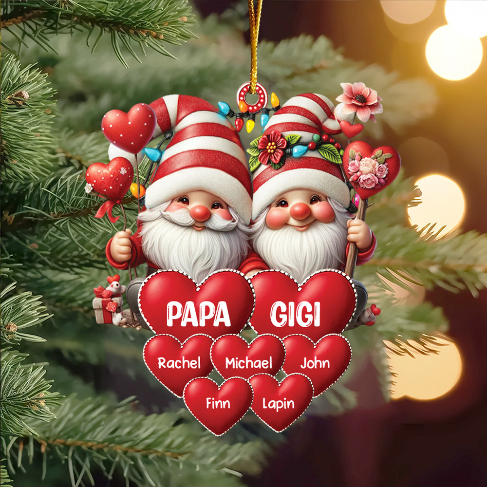 Christmas Grandma & Grandpa Mom & Dad With Heart Kids Personalized Ornament Tu20