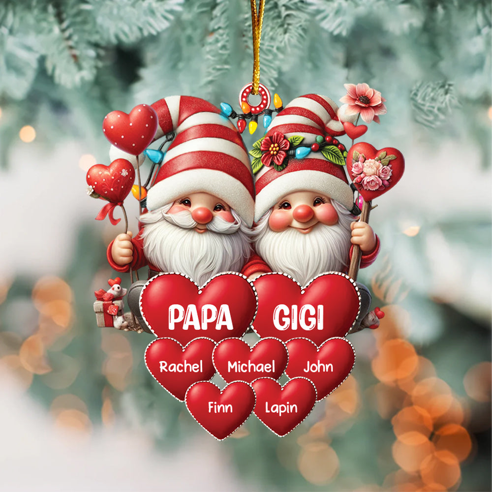 Christmas Grandma & Grandpa Mom & Dad With Heart Kids Personalized Ornament Tu20