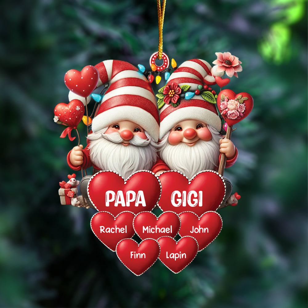 Christmas Grandma & Grandpa Mom & Dad With Heart Kids Personalized Ornament Tu20