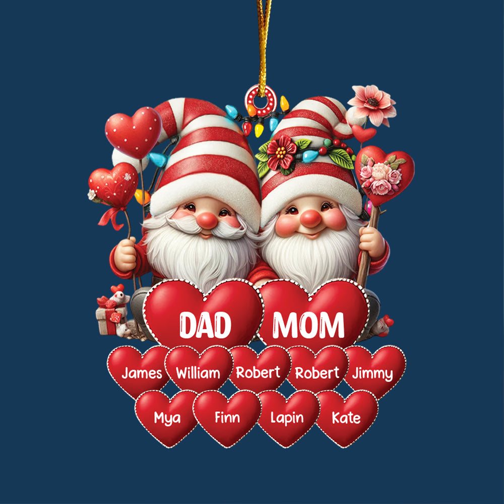 Christmas Grandma & Grandpa Mom & Dad With Heart Kids Personalized Ornament Tu20