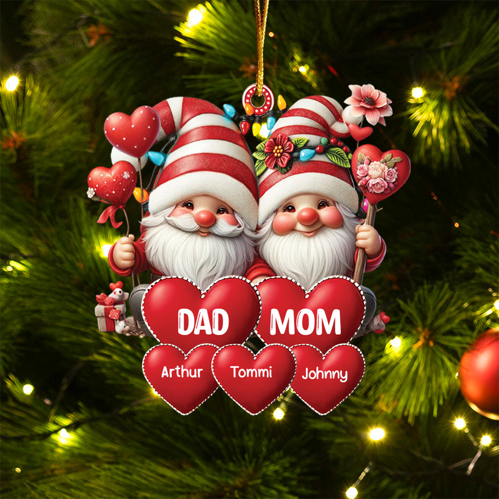 Christmas Grandma & Grandpa Mom & Dad With Heart Kids Personalized Ornament Tu20
