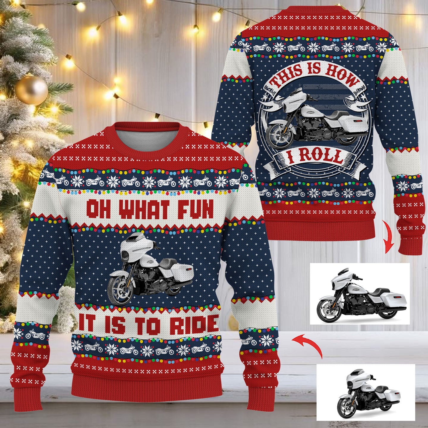 Oh What Fun It Is To Ride - This Is How I Roll - Custom Motorcycle Car Ugly Sweater A2110 Nh00