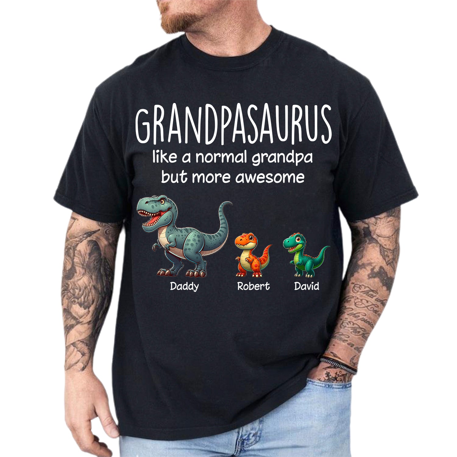 Custom Grandpasaurus Like A Normal Grandpa But More Awesome Shirt Father's Day Gift