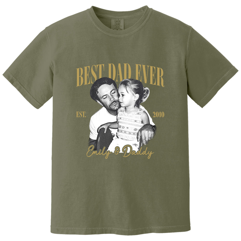 Best Dad Ever Custom Vintage Photo Shirt Fathers Day Gift from Kids, Gift for Husband, New Dad Gift, Family Picture Tee, Dad Est Shirt Vh01 