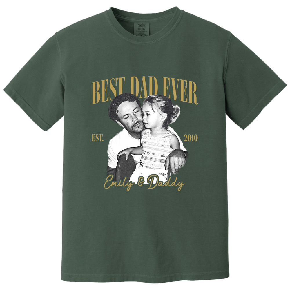 Best Dad Ever Custom Vintage Photo Shirt Fathers Day Gift from Kids, Gift for Husband, New Dad Gift, Family Picture Tee, Dad Est Shirt Vh01 
