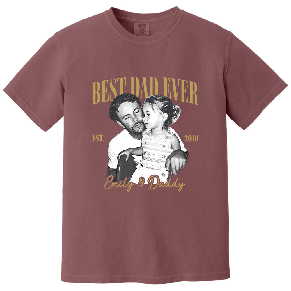 Best Dad Ever Custom Vintage Photo Shirt Fathers Day Gift from Kids, Gift for Husband, New Dad Gift, Family Picture Tee, Dad Est Shirt Vh01 
